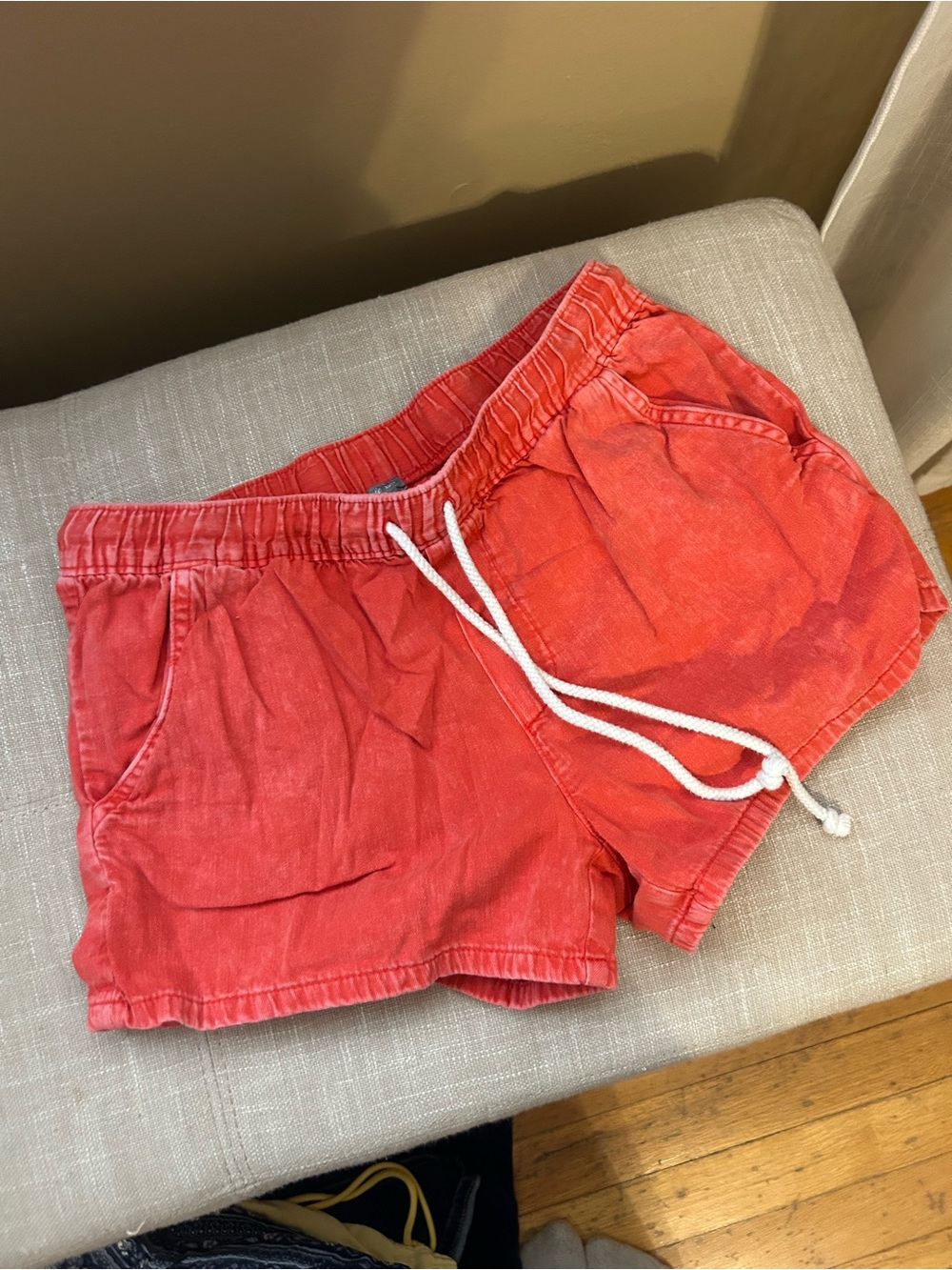 aerie Coral Drawstring Cotton Lounge Shorts